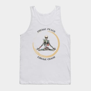 "Inhale Peace Exhale Chaos" Yogi Skeleton Tank Top